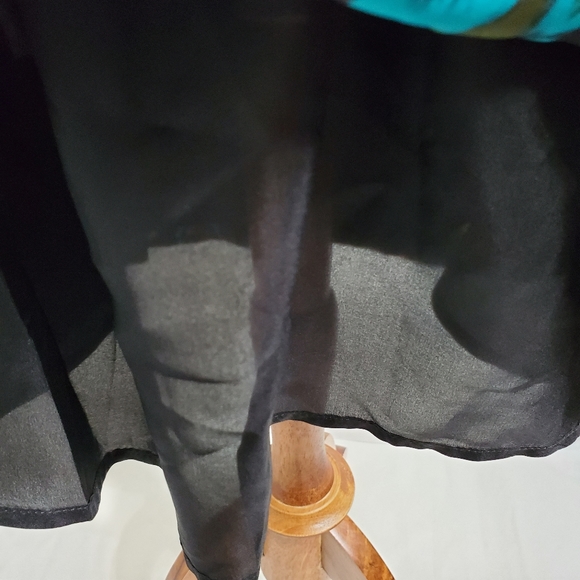 Whitney Eve Blue Peacock Print 100% Silk Mini Halter Dress Size L - Picture 6 of 7